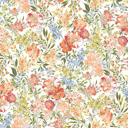 P-3070-754-IVORY-TANGERINE - PRINTED POLY MOROCCAN 100% POLY