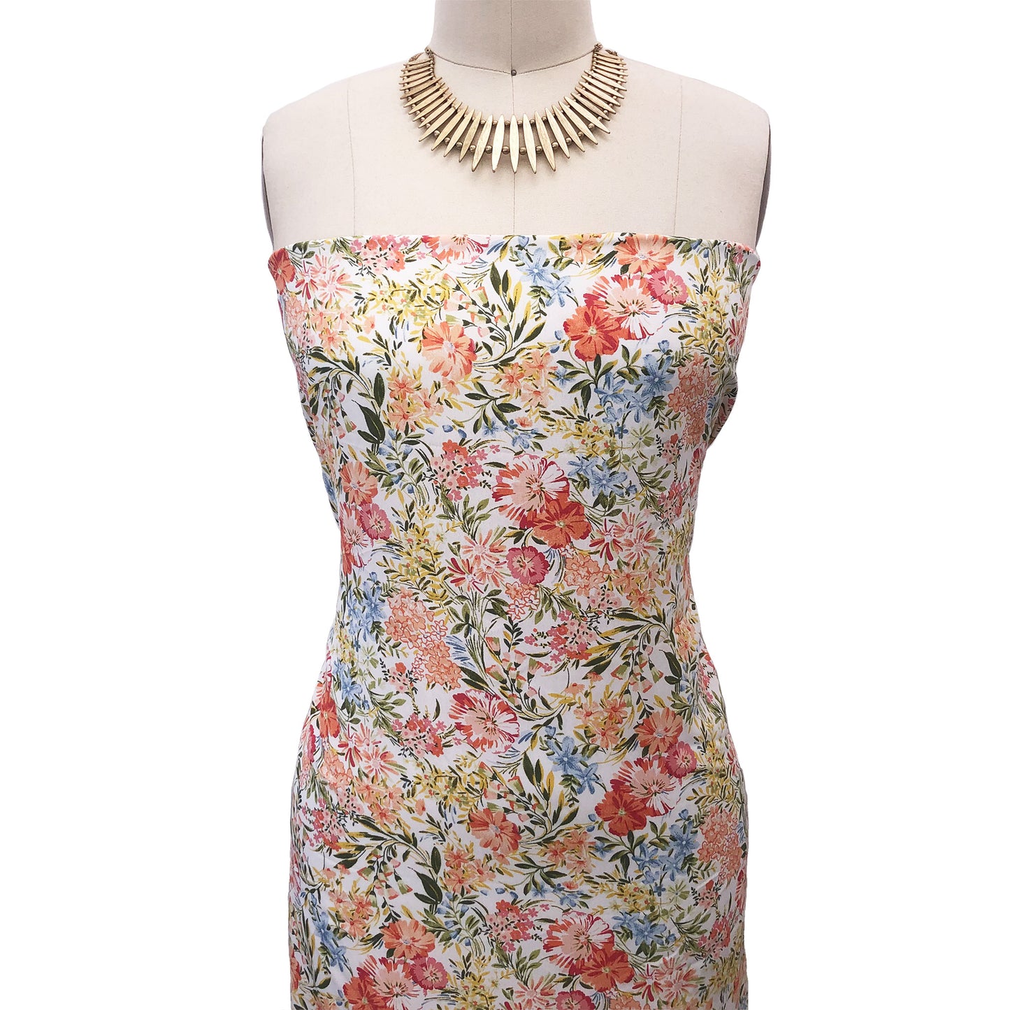 P-3070-754-IVORY-TANGERINE - PRINTED POLY MOROCCAN 100% POLY