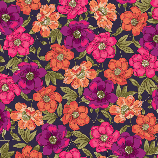 P-3074-501-BLACKBERRY-TANGERINE - PRINTED 100% POLYESTER HI MULTI CHIFFON WASH
