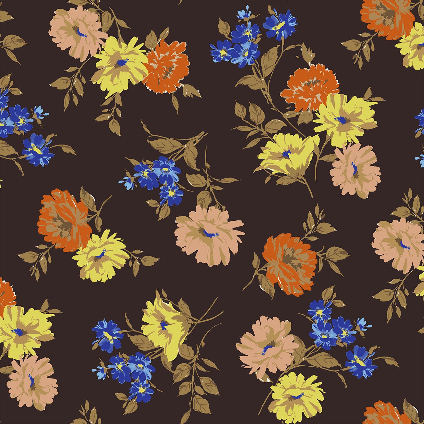 P-3076-450-CHOCOLATE-ORANGE - PRINTED ITY 96% POLY 4% SPANDEX