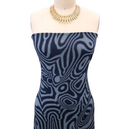P-3080-800-NAVY-EGGSHELL-BLUE - PRINTED VENEZIA 92% POLY 8% SPANDEX