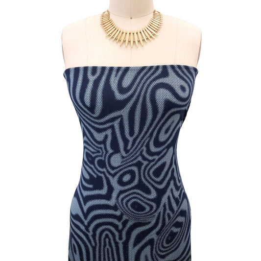 P-3080-800-NAVY-EGGSHELL-BLUE - PRINTED VENEZIA 92% POLY 8% SPANDEX