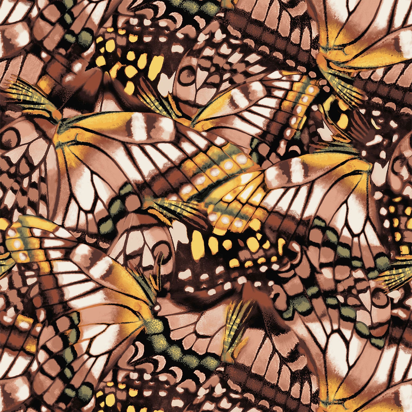 P-3107-754-BROWN-GOLD - PRINTED POLY MOROCCAN 100% POLY
