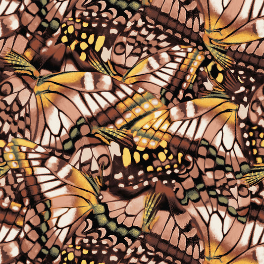 P-3107-754-BROWN-GOLD - PRINTED POLY MOROCCAN 100% POLY