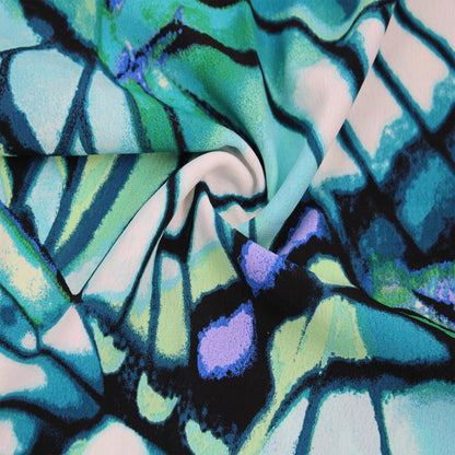 P-3107-754-PEACOCK-BLUE-KELLY-GREEN - PRINTED POLY MOROCCAN 100% POLY