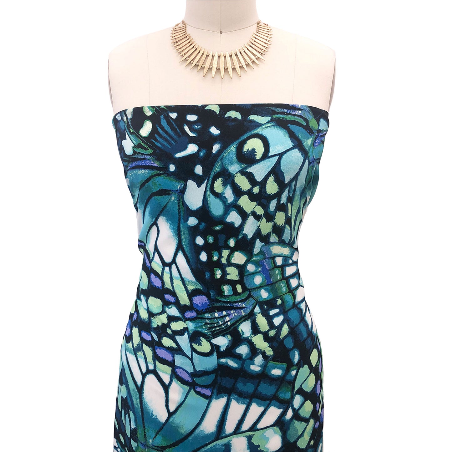 P-3107-754-PEACOCK-BLUE-KELLY-GREEN - PRINTED POLY MOROCCAN 100% POLY