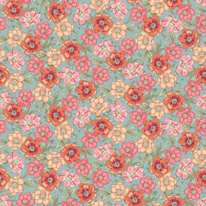 P-3111-668-EGGSHELL-BLUE-TANGERINE - PRINTED DTY 92% POLY 8% SPANDEX DTY DOUBLE SIDED BRUSH