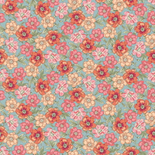 P-3111-668-EGGSHELL-BLUE-TANGERINE - PRINTED DTY 92% POLY 8% SPANDEX DTY DOUBLE SIDED BRUSH