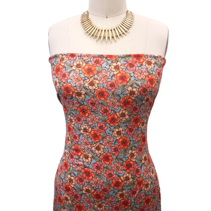 P-3111-668-EGGSHELL-BLUE-TANGERINE - PRINTED DTY 92% POLY 8% SPANDEX DTY DOUBLE SIDED BRUSH