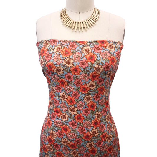 P-3111-668-EGGSHELL-BLUE-TANGERINE - PRINTED DTY 92% POLY 8% SPANDEX DTY DOUBLE SIDED BRUSH