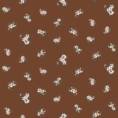 P-3122-636-AMBER-BROWN-ROSE - PRINTED CREPON 100% RAYON CREPON