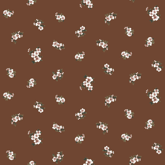 P-3122-636-AMBER-BROWN-ROSE - PRINTED CREPON 100% RAYON CREPON