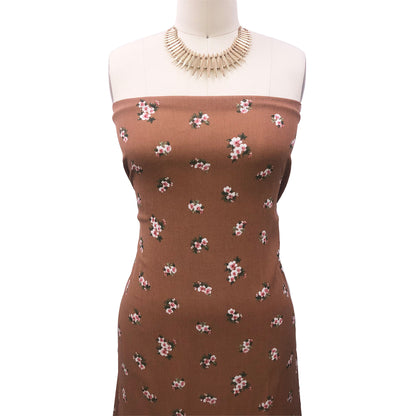 P-3122-636-AMBER-BROWN-ROSE - PRINTED CREPON 100% RAYON CREPON