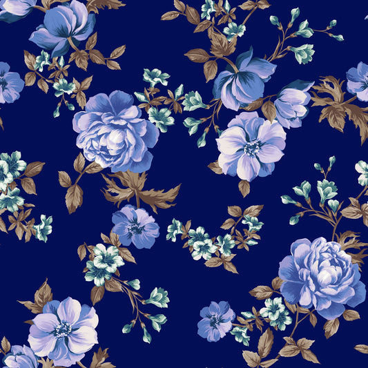 P-3151-702-DK-NAVY-BLUE - PRINTED SCUBA CREPE 97% POLY 3% SPANDEX