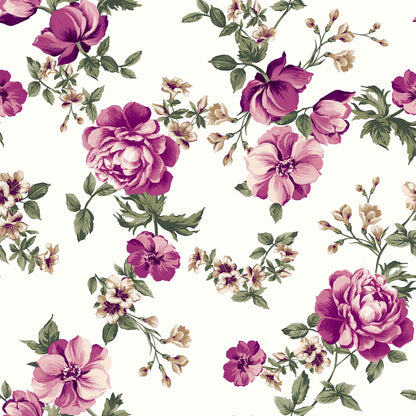 P-3151-702-OFF-WHITE-RASPBERRY - PRINTED SCUBA CREPE 97% POLY 3% SPANDEX