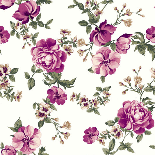 P-3151-702-OFF-WHITE-RASPBERRY - PRINTED SCUBA CREPE 97% POLY 3% SPANDEX