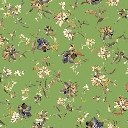 P-3158-456-KIWI-BLUE - PRINTED STRETCH SATIN 100% POLY