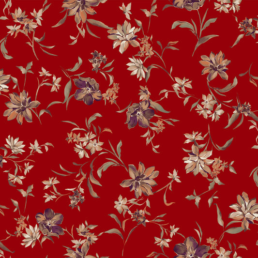 P-3158-456-RED-HAZEL - PRINTED STRETCH SATIN 100% POLY