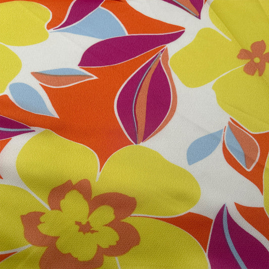 P-3164-701-PERSIMMON-LEMON- PRINTED BUBBLE SATIN 100% POLYESTER
