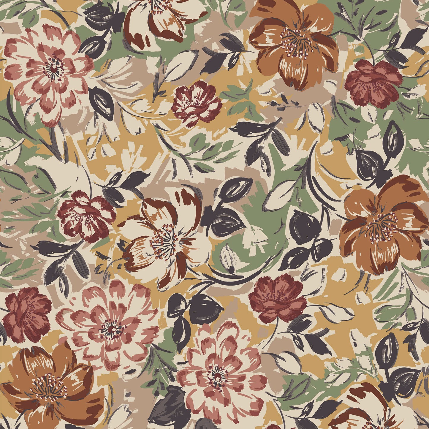 P-3169-754-BASIL-JOJOBA-CARAMEL - PRINTED POLY MOROCCAN 100% POLY