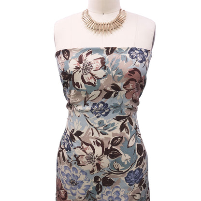 P-3169-754-SLATE-BLUE-MELLOW-ROSE - PRINTED POLY MOROCCAN 100% POLY