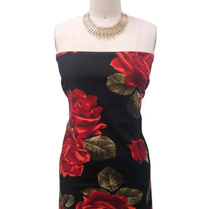 P-3173-702-BLACK-DEEP-RED - PRINTED SCUBA CREPE 97% POLY 3% SPANDEX