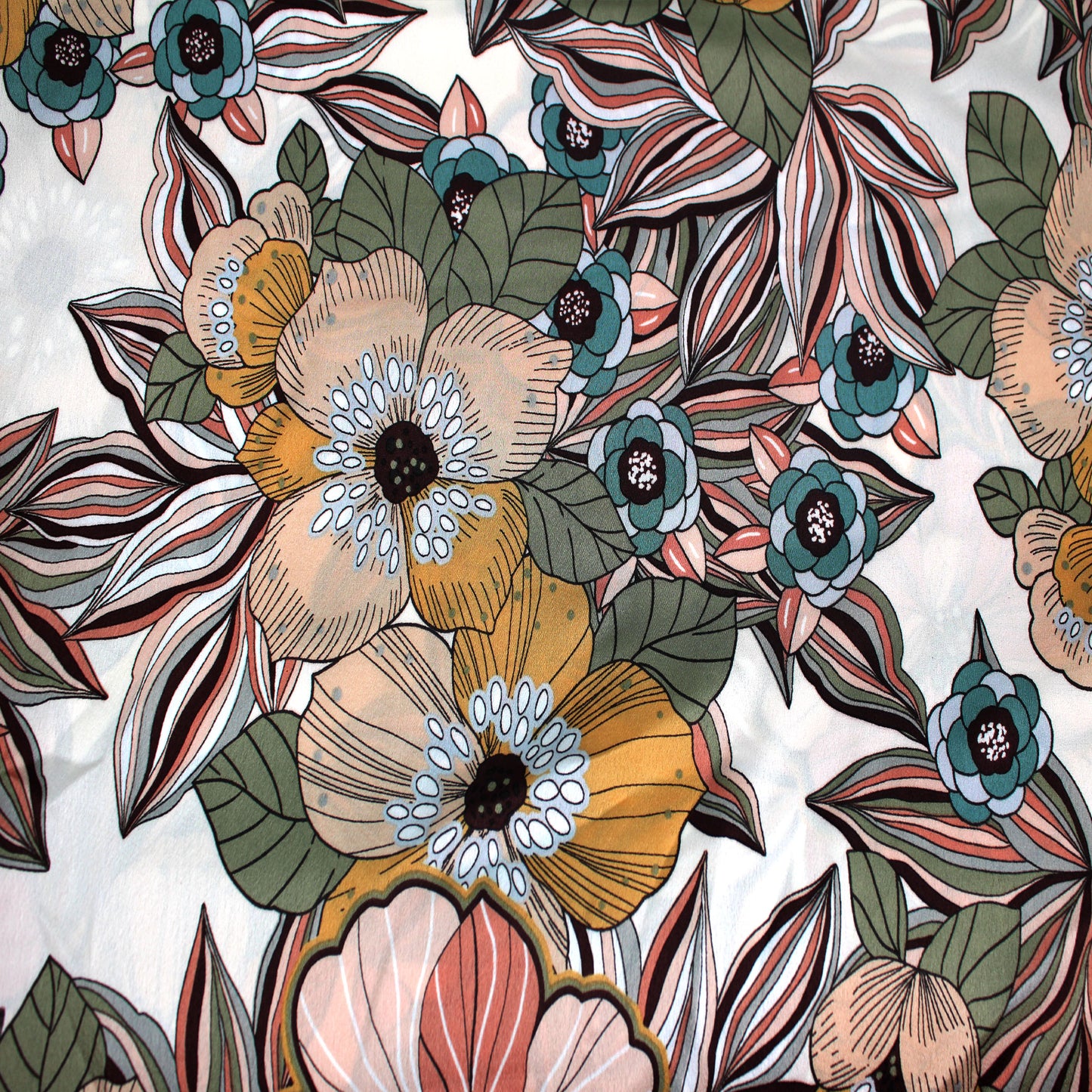 P-3175-456-ECRU-DUSTY-APRICOT - PRINTED STRETCH SATIN 100% POLY