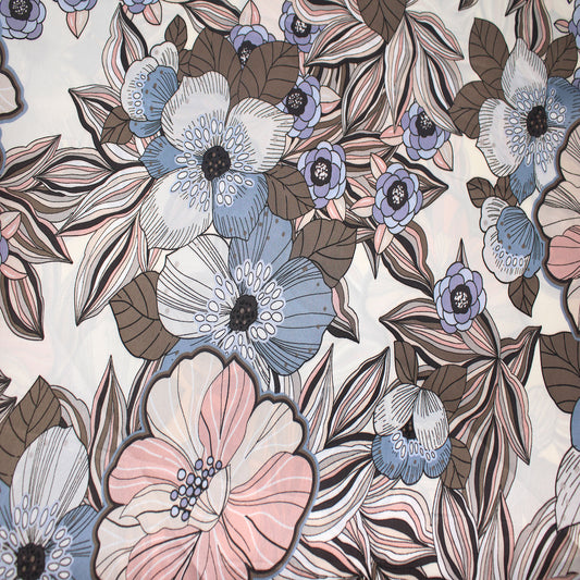 P-3175-456-ECRU-PEARL-BLUSH - PRINTED STRETCH SATIN 100% POLY