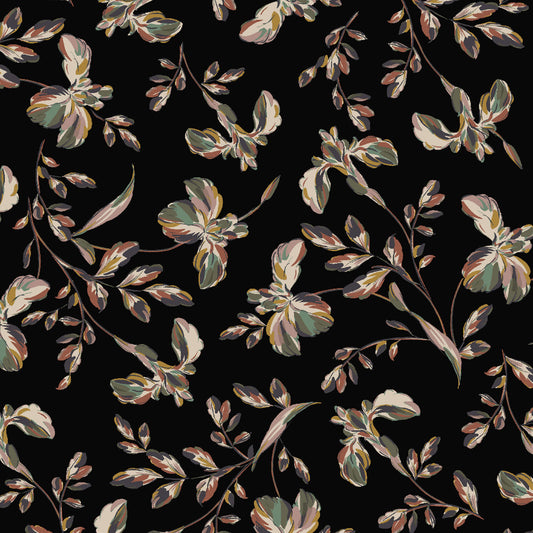 P-3184-754-BLACK-MUSTARD - PRINTED POLY MOROCCAN 100% POLY