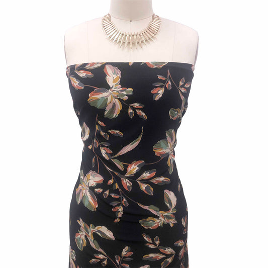 P-3184-754-BLACK-MUSTARD - PRINTED POLY MOROCCAN 100% POLY