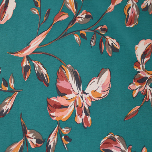P-3184-754-PEACOCK-GOLDEN-OAK - PRINTED POLY MOROCCAN 100% POLY