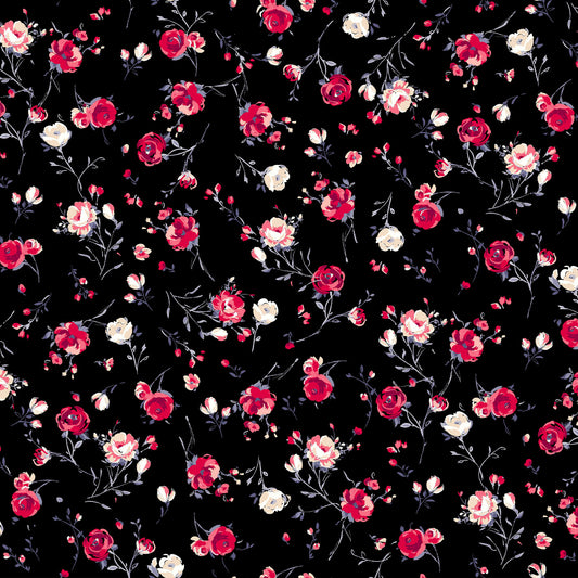 P-32-504-BLACK-RED - PRINTED WOOL DOBBY 100% POLYESTER