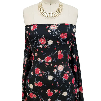 P-32-504-BLACK-RED - PRINTED WOOL DOBBY 100% POLYESTER