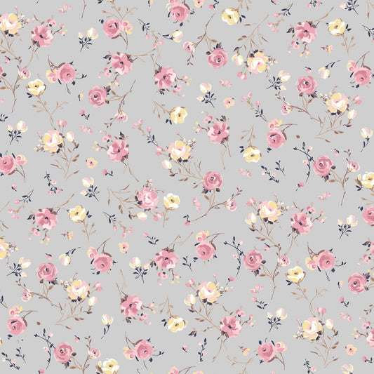 P-32-504-GREY-DUSTY-ROSE - PRINTED WOOL DOBBY 100% POLYESTER