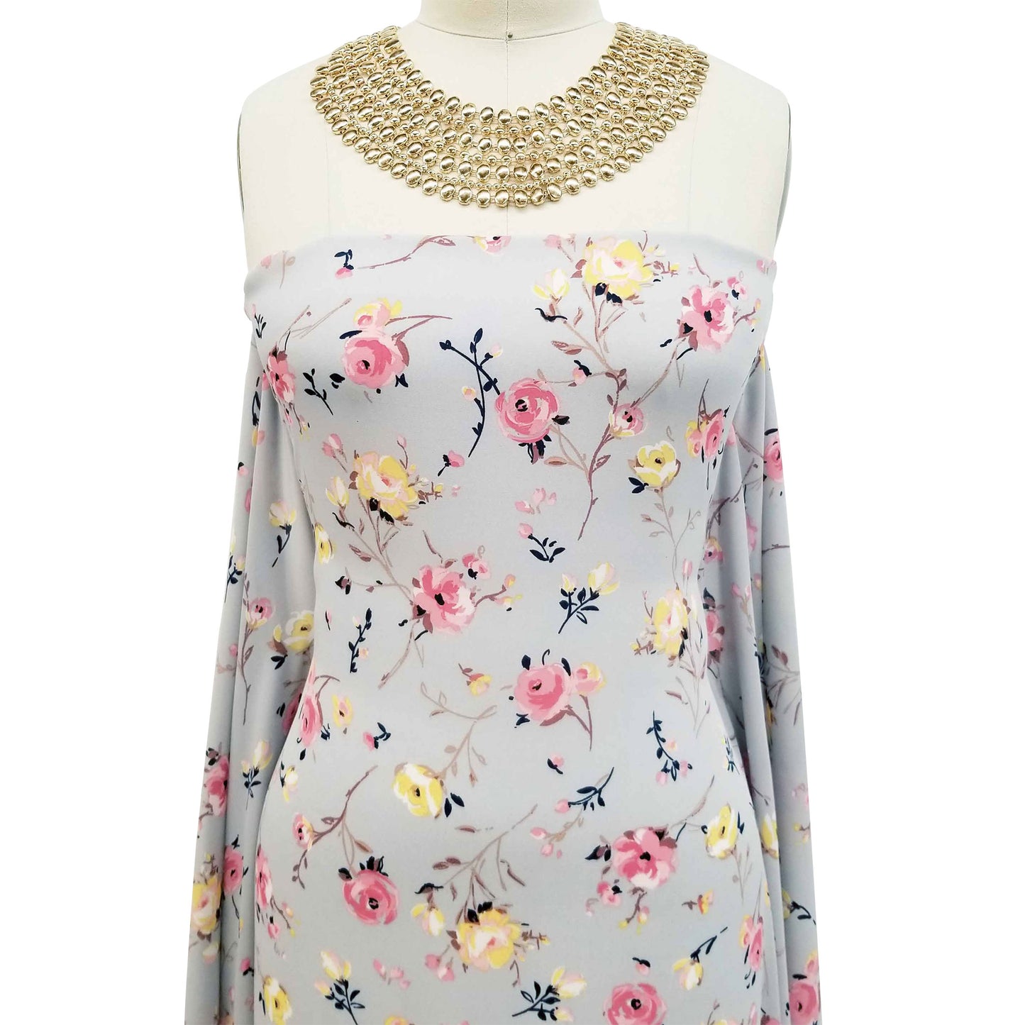 P-32-504-GREY-DUSTY-ROSE - PRINTED WOOL DOBBY 100% POLYESTER