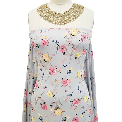 P-32-504-GREY-DUSTY-ROSE - PRINTED WOOL DOBBY 100% POLYESTER