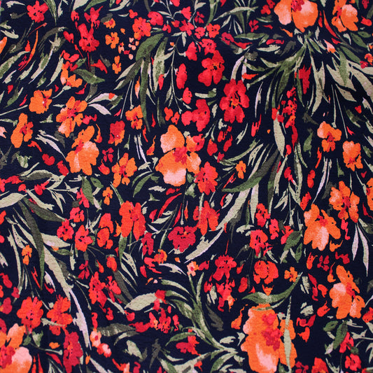 P-3203-754-BLACK-ORANGE-PEPPER - PRINTED POLY MOROCCAN 100% POLY