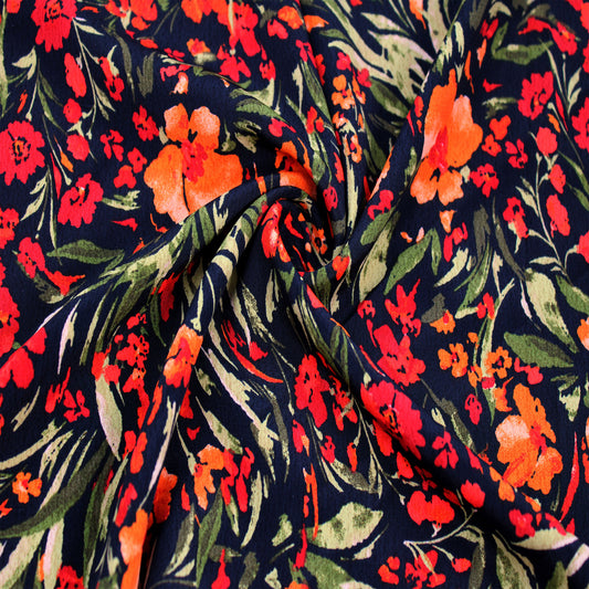 P-3203-754-BLACK-ORANGE-PEPPER - PRINTED POLY MOROCCAN 100% POLY
