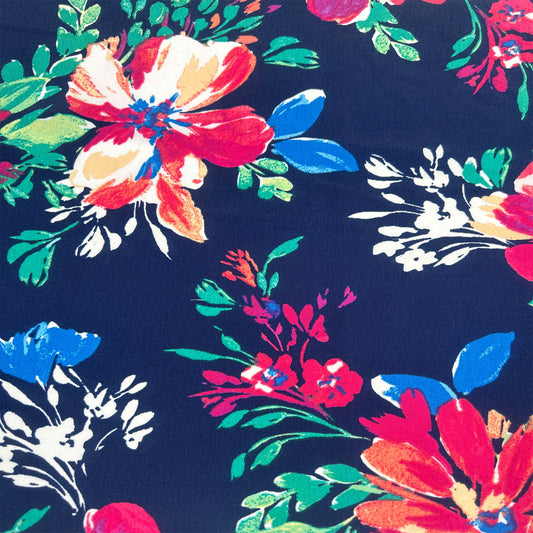 P-3230-754-NAVY-RASPBERRY - PRINTED POLY MOROCCAN 100% POLY