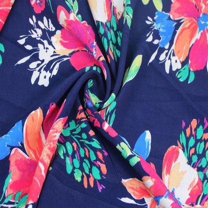 P-3230-754-NAVY-RASPBERRY - PRINTED POLY MOROCCAN 100% POLY