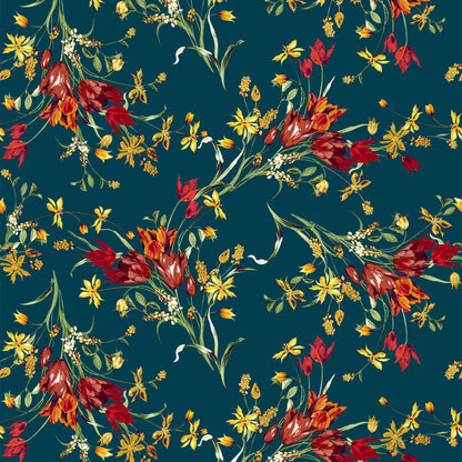 P-3274-450-TEAL-SPICY-ORANGE - PRINTED ITY 96% POLY 4% SPANDEX