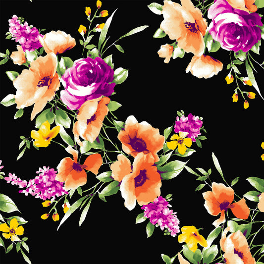 P-3276-702-BLACK-MANGO - PRINTED SCUBA CREPE 97% POLY 3% SPANDEX