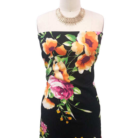 P-3276-702-BLACK-MANGO - PRINTED SCUBA CREPE 97% POLY 3% SPANDEX