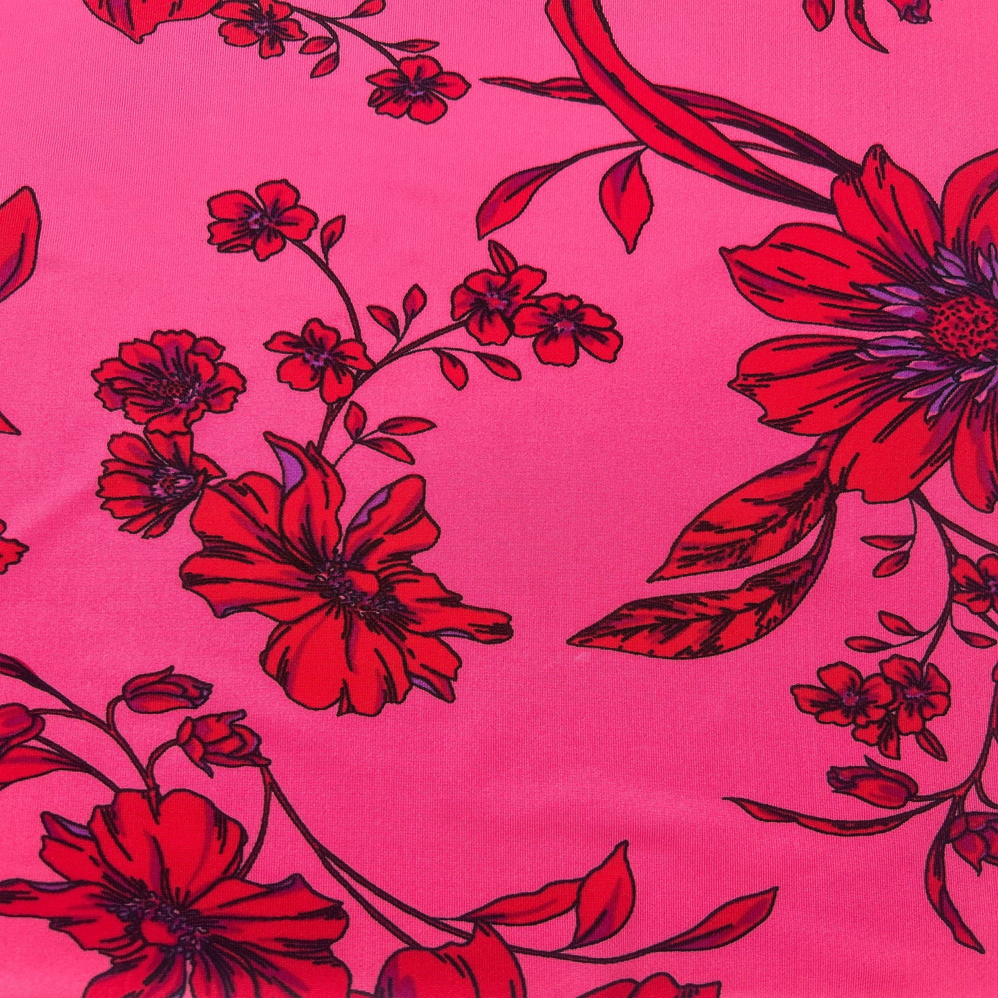 P-3295-730-HOT-PINK-RED - PRINTED DTY SEMI SHINY 93% POLY 7% SPANDEX
