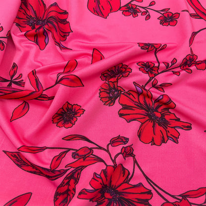 P-3295-730-HOT-PINK-RED - PRINTED DTY SEMI SHINY 93% POLY 7% SPANDEX