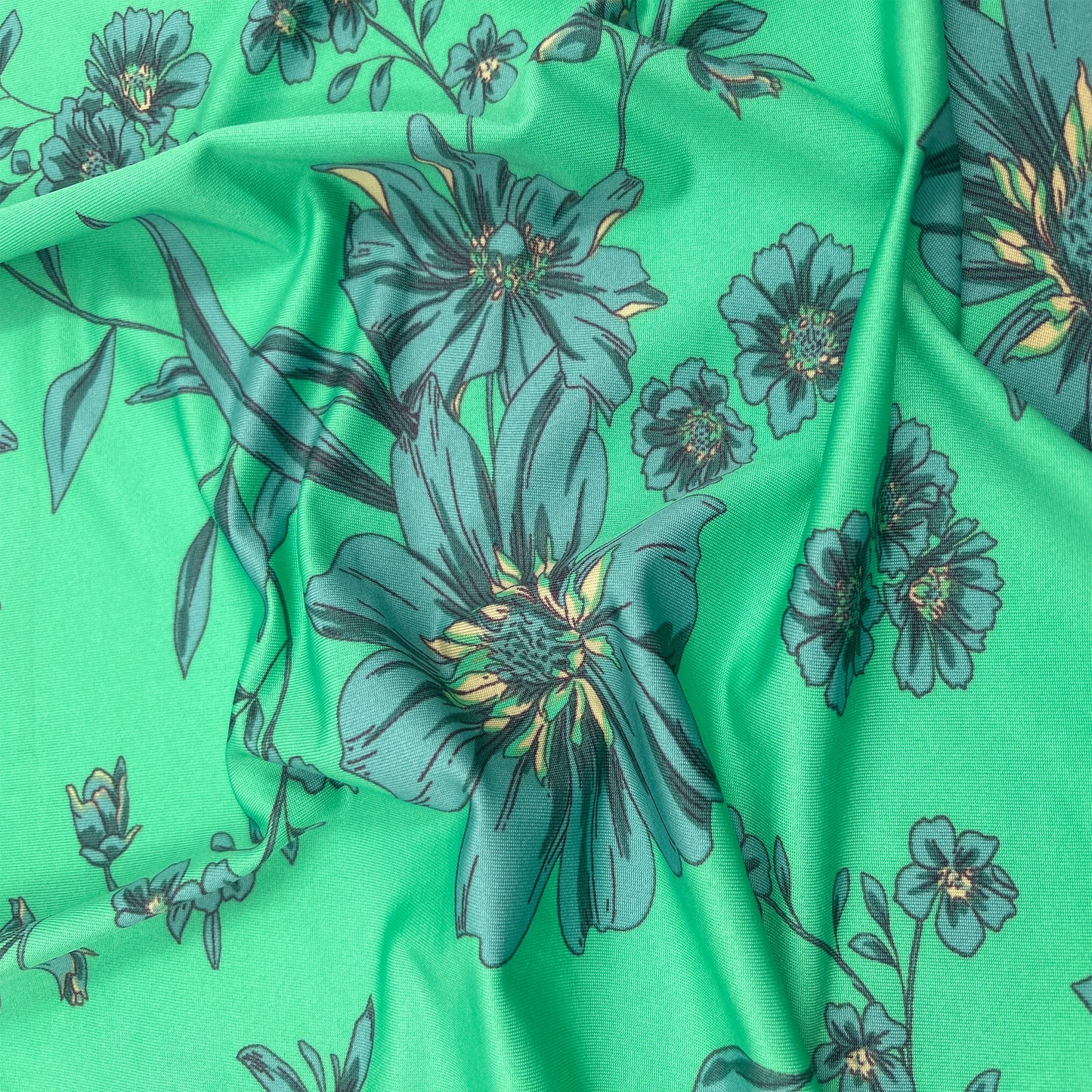 P-3295-730-ISLAND-GREEN-SEA-BLUE - PRINTED DTY SEMI SHINY 93% POLY 7% SPANDEX