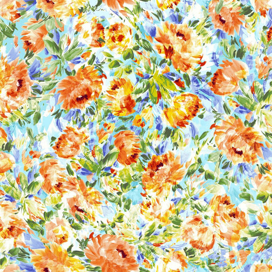 P-3296-702-MINT-ORANGE -  PRINTED SCUBA CREPE 97% POLY 3% SPANDEX