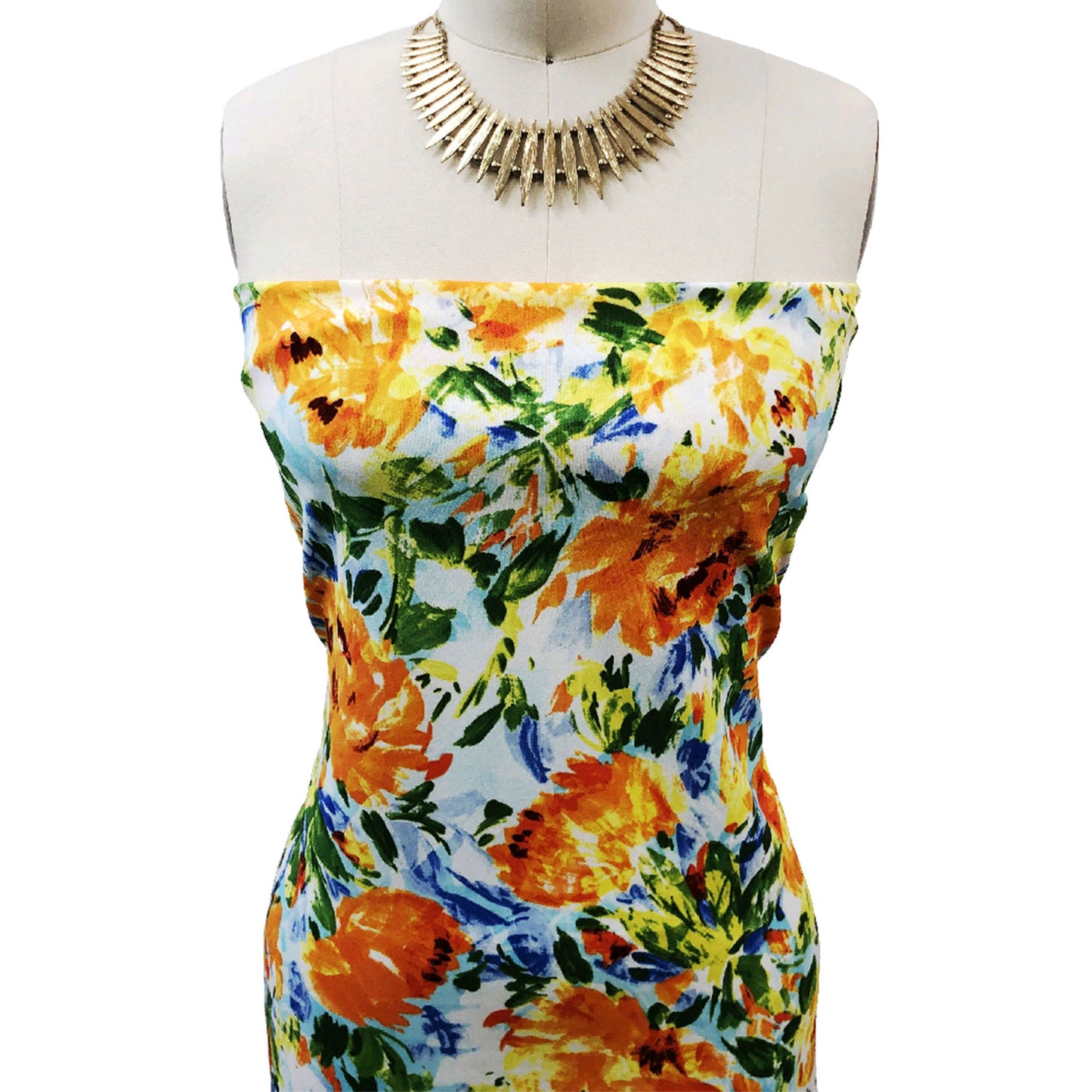 P-3296-702-MINT-ORANGE -  PRINTED SCUBA CREPE 97% POLY 3% SPANDEX