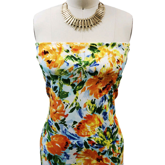 P-3296-702-MINT-ORANGE -  PRINTED SCUBA CREPE 97% POLY 3% SPANDEX
