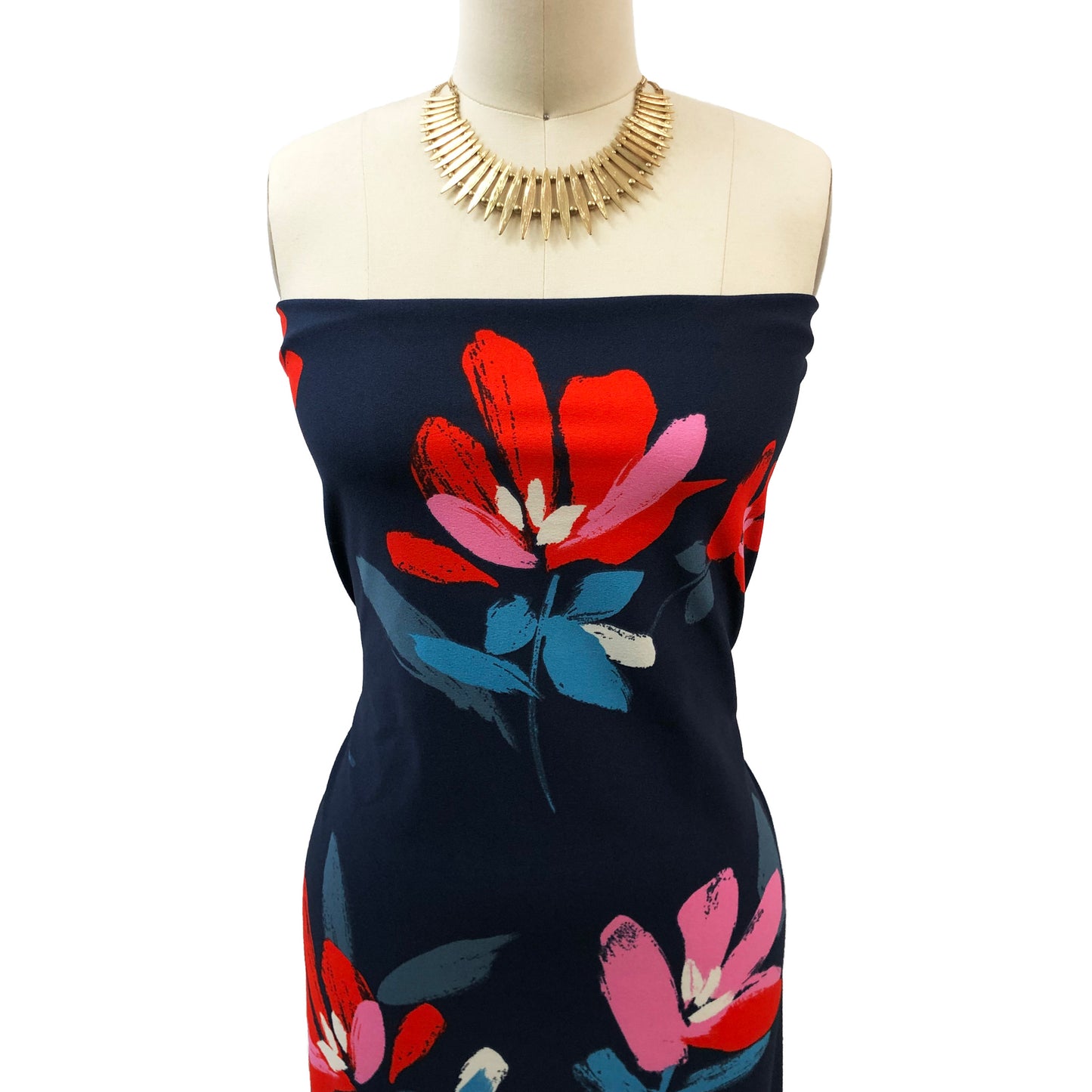 P-3302-702-DENIM-RED - PRINTED SCUBA CREPE 97% POLY 3% SPANDEX